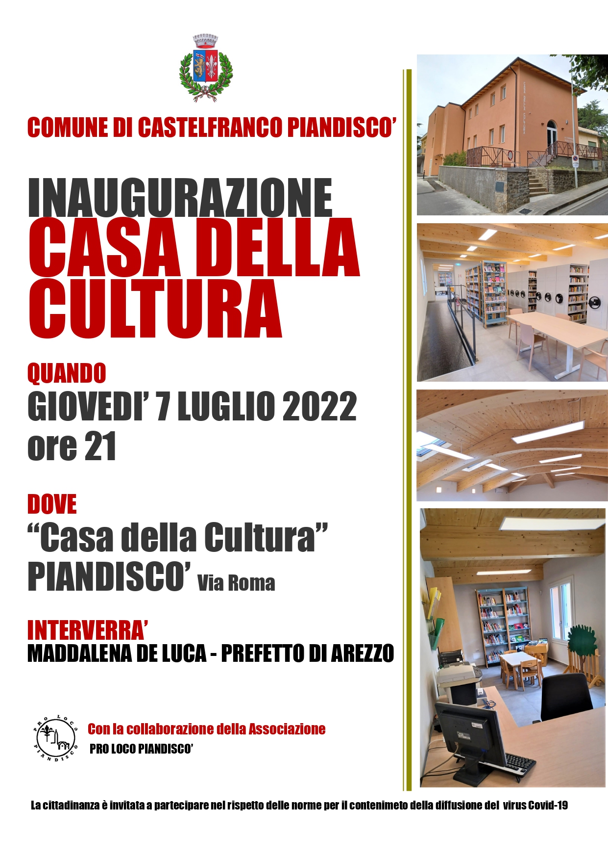 INAUGURAZIONE CASA DELLA CULTURA: 07/07 ore 21:00