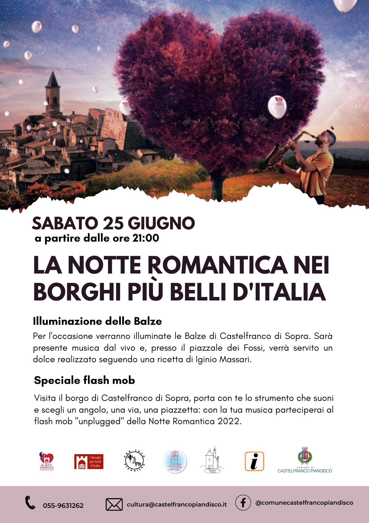 Notte romantica con le balze illuminate