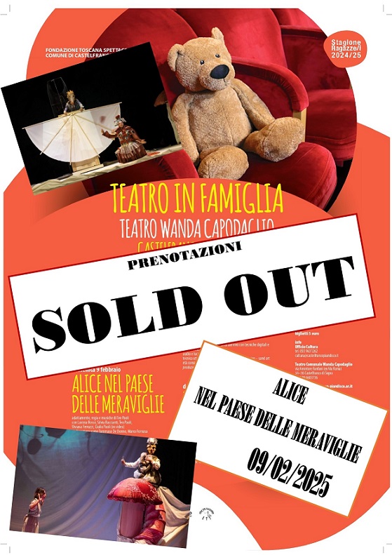 SOLD OUT lo spettacolo "Alice nel paese delle meraviglie" in programma per il 09 febbraio 2025