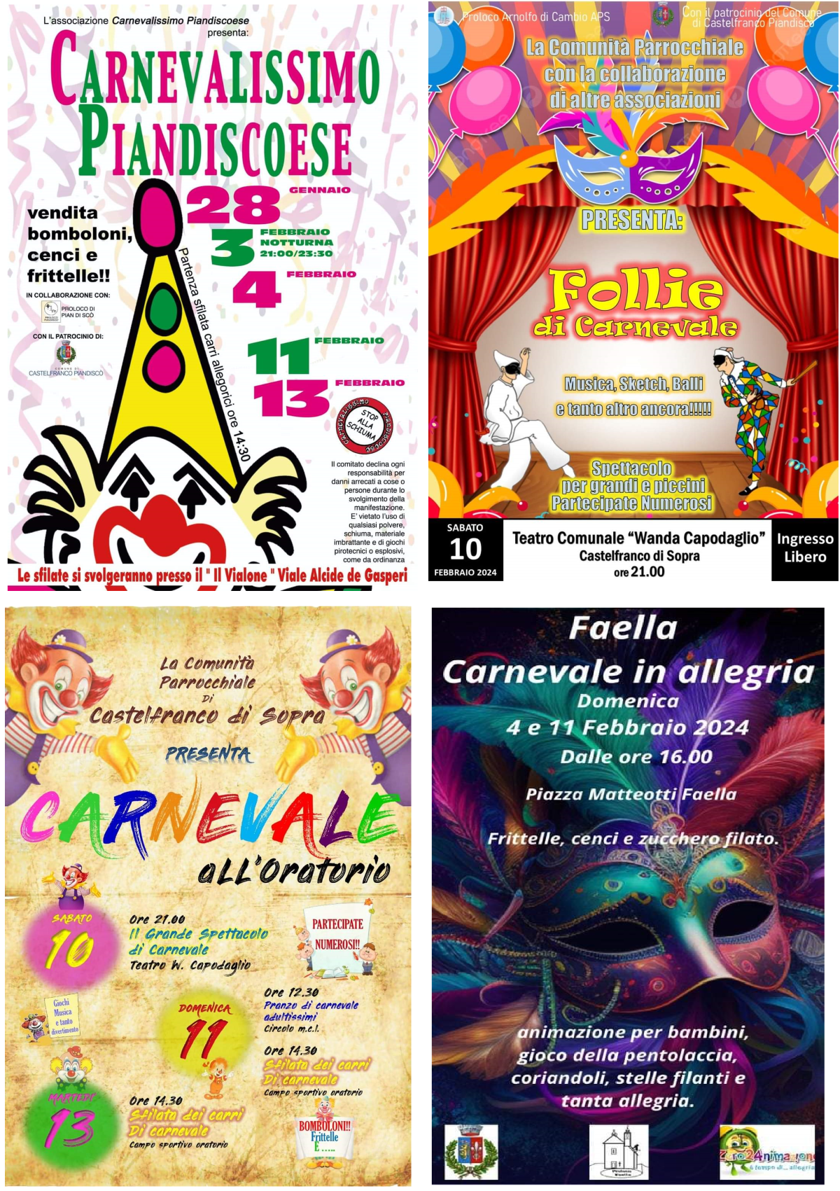 L’Amministrazione comunale presenta: il carnevale diffuso nel territorio di Castelfranco Piandiscò