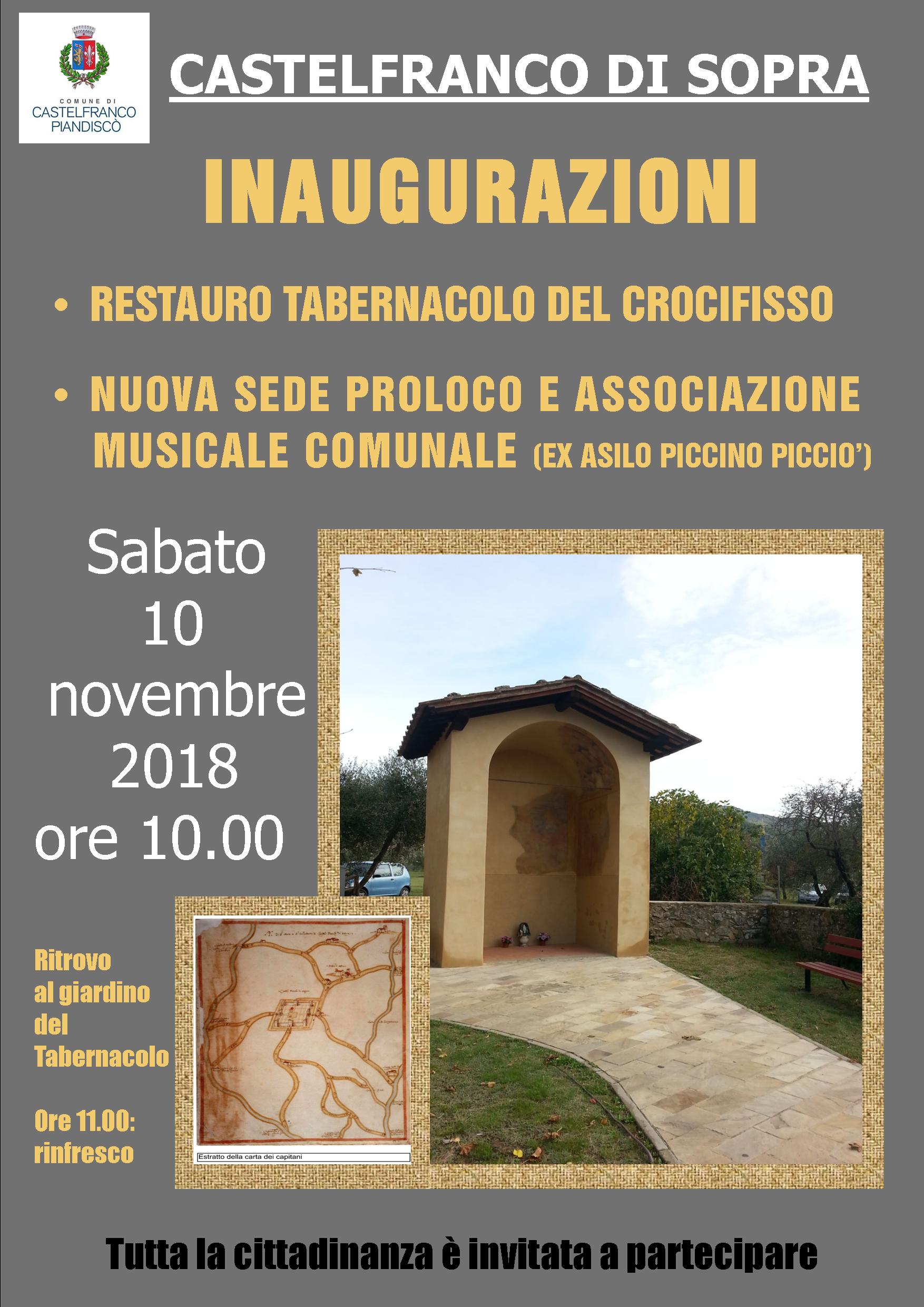Castelfranco di Sopra: sabato 10 novembre serie di inaugurazioni 