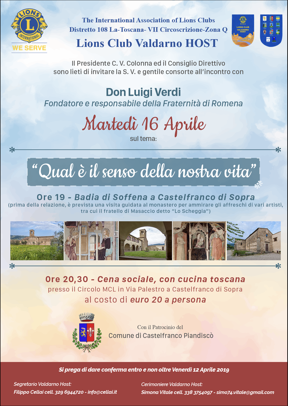 Il Lions Club Valdarno ha scelto la nostra Badia di Soffena per una visita al monastero ed un importante convegno 