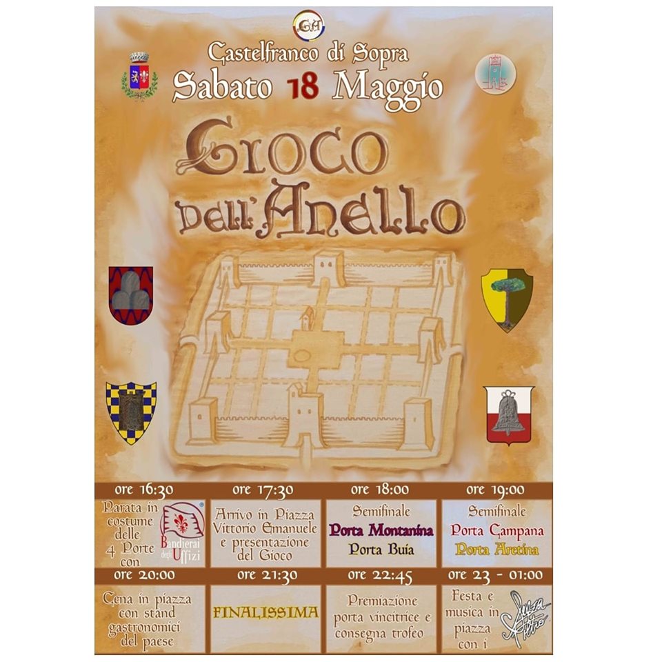 A Castelfranco di Sopra prima edizione del "Gioco dell'Anello". Più di 200 figuranti in costume medioevale. Sabato 18 maggio spettacolo in piazza